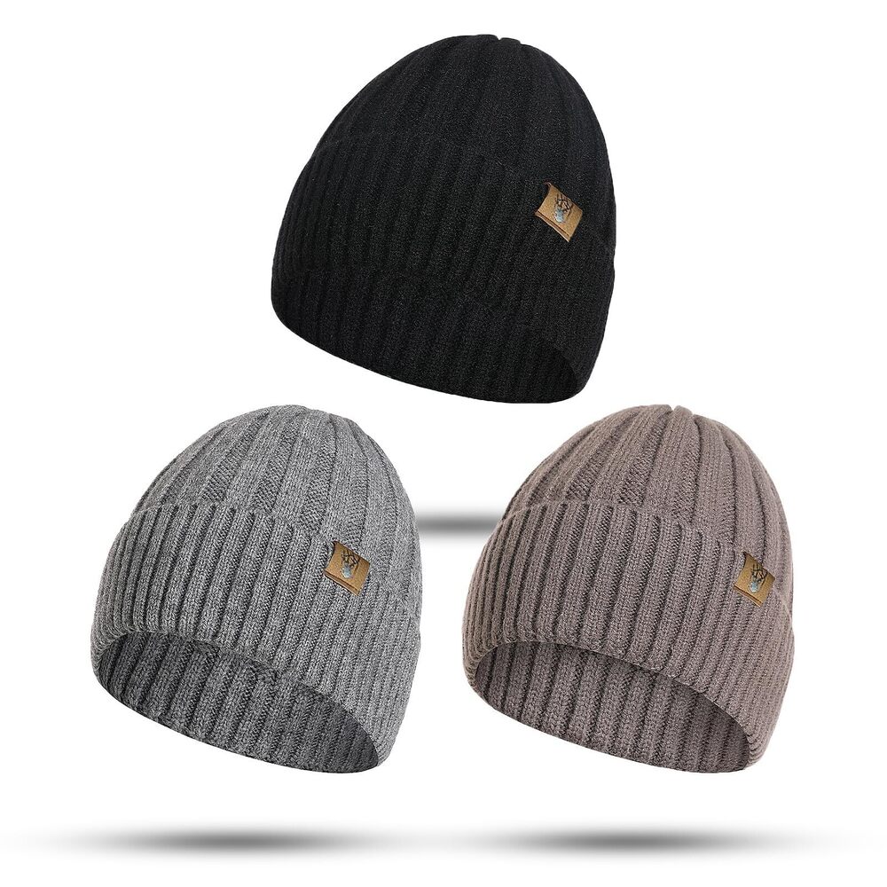 8088 Beanie Hat Warm 's Knit Beanie Hat Winter Hats with Fleece Lined Soft
